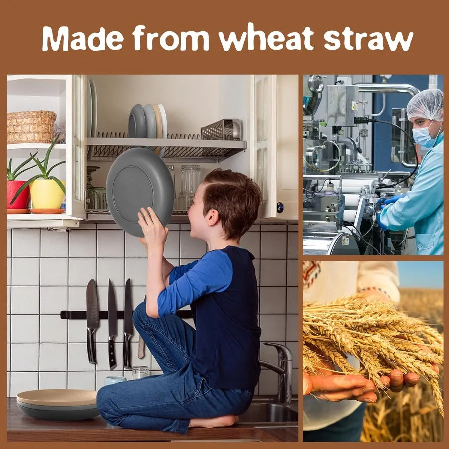 Wheat Straw 32-Piece Dinnerware Set For Eight, Unbreakable, Farmhouse Style