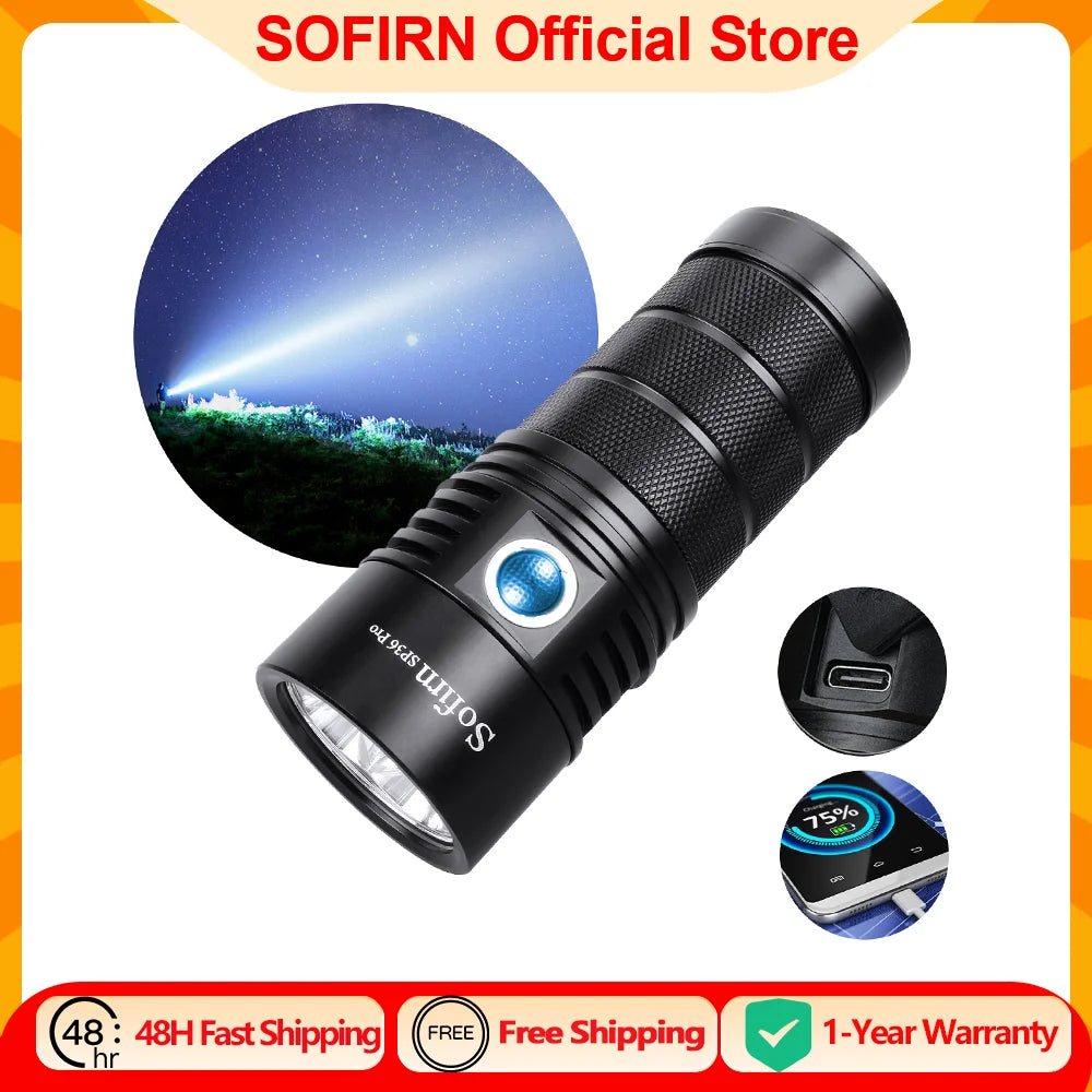 Sofirn SP36 Pro Powerful Rechargeable LED Flashlight for Outdoor Use