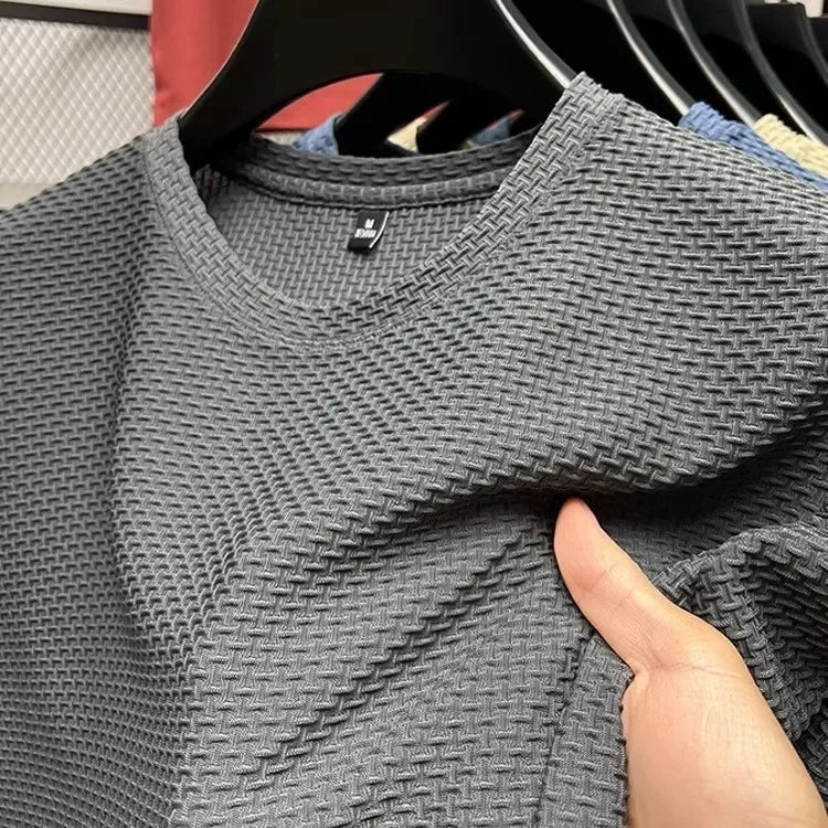 Men's Short Sleeve Mesh Bamboo Ice Silk Casual T Shirt