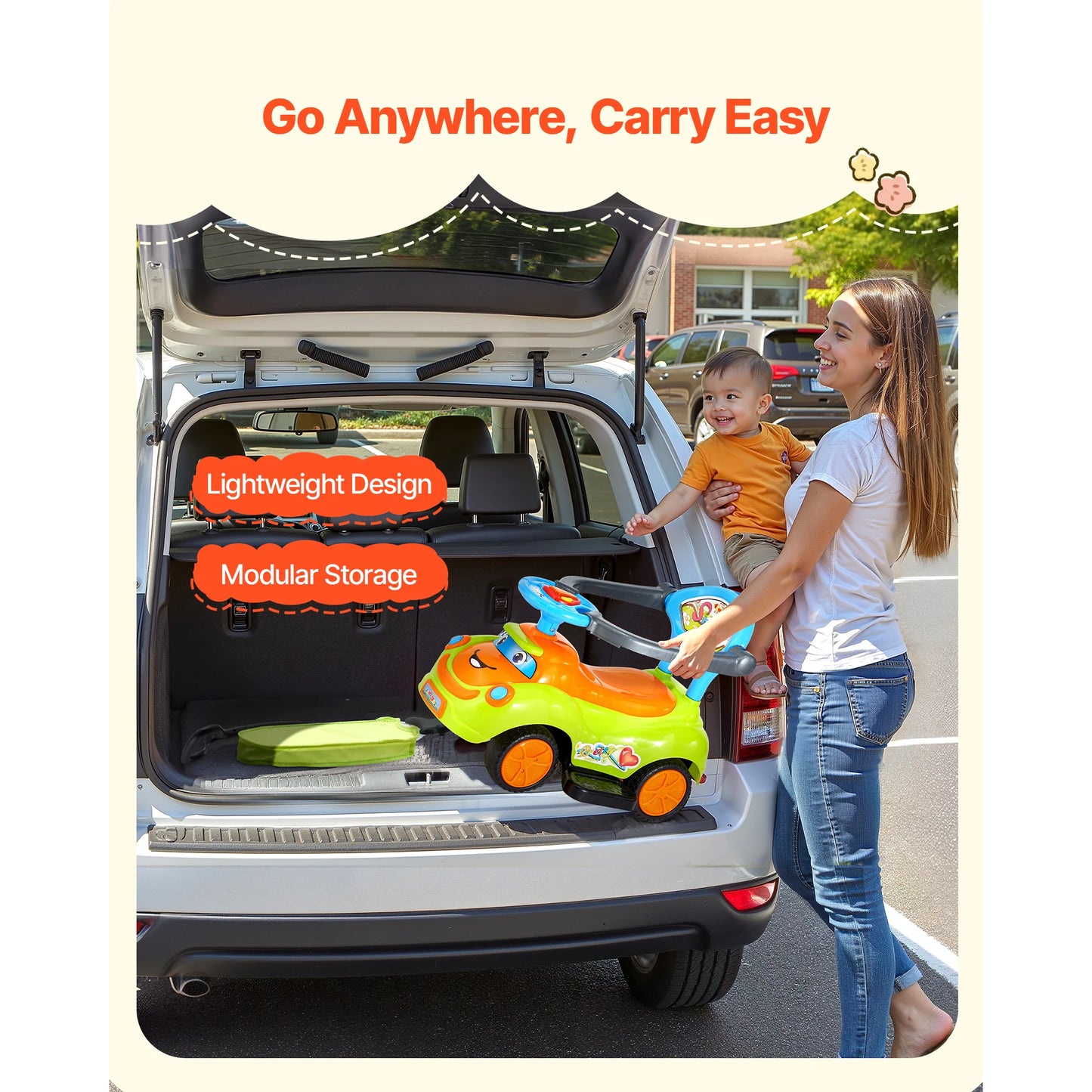 SucceBuy Ride On Push Car With Guardrails And Underseat Storage