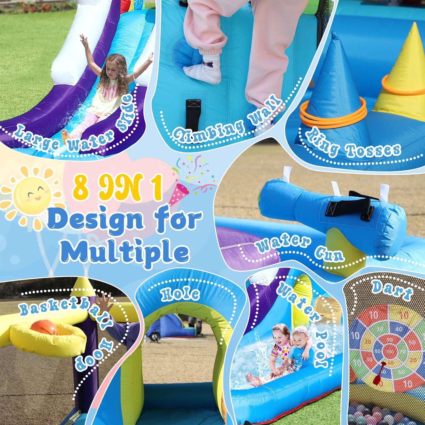 RTS Inflatable Water Slide With Splash Pool For Kids Backyard Party