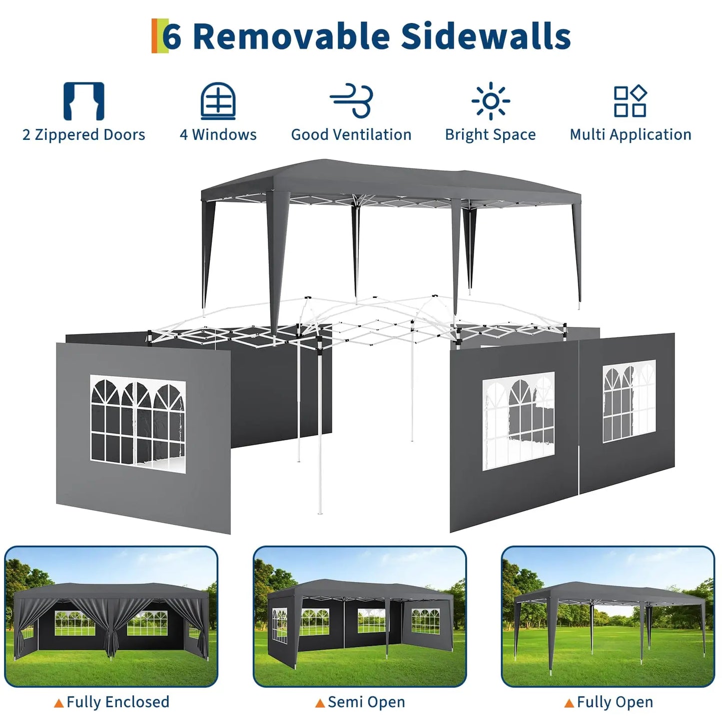 HiMISS Heavy Duty Commercial Canopy Tent With Sidewalls