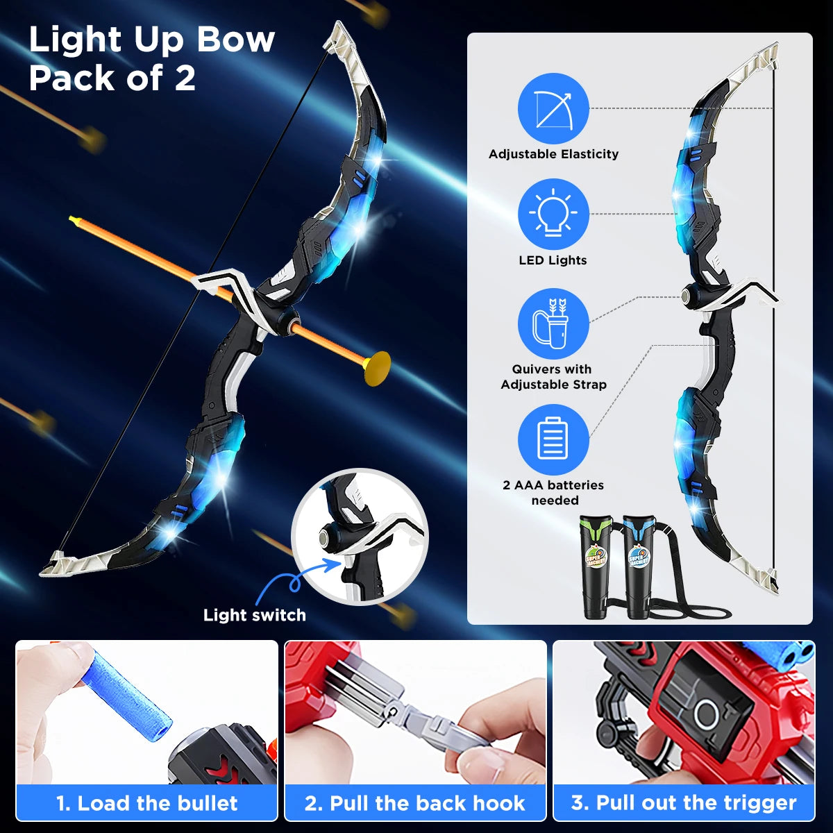 VATOS Bow And Arrow Toy Set For Kids Outdoor Archery Game