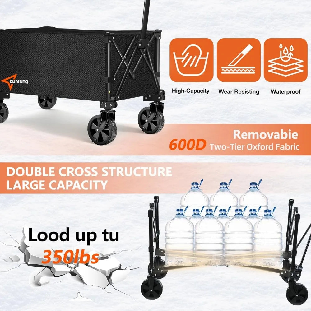 NBVCX Foldable Utility Wagon 350Lb All Terrain Collapsible Cart