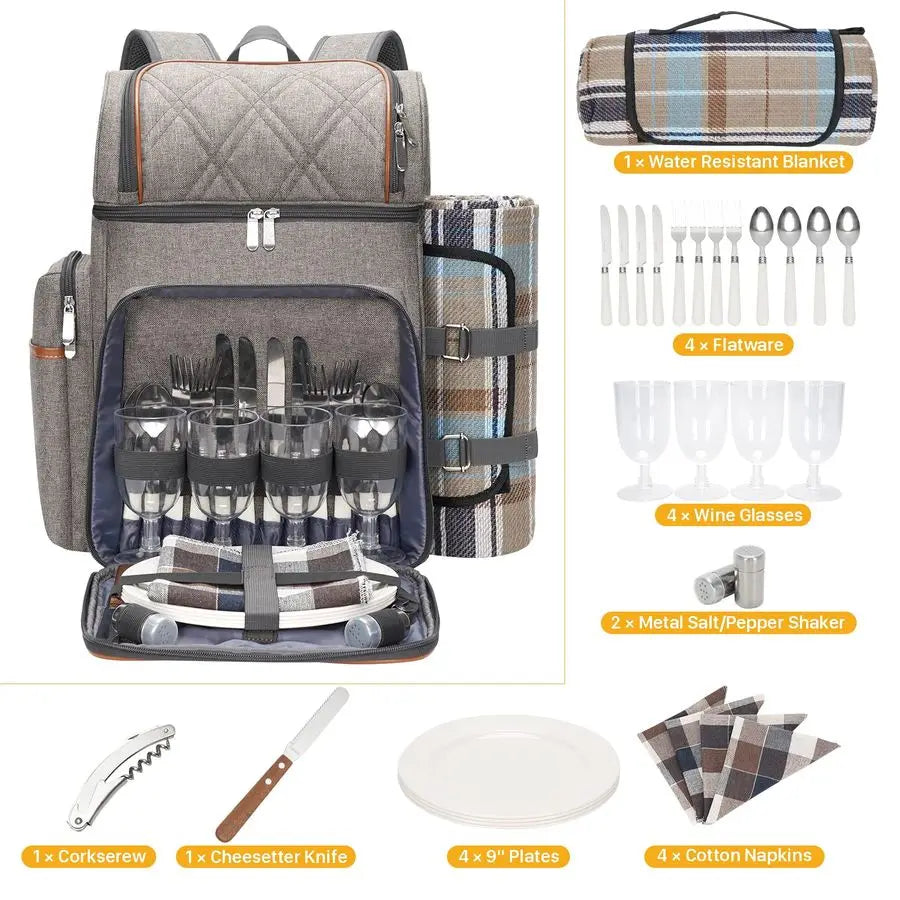 XMSJ Insulated Picnic Backpack With Dual Cooler Compartments