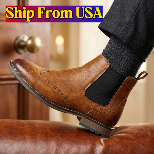 Hecrafted Mens Casual Chelsea Ankle Boots With Elastic Sides