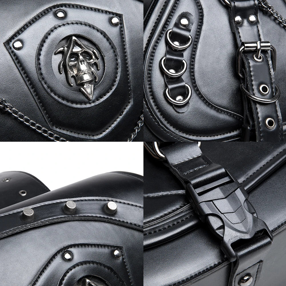 ALLOYSEED Motorcycle Saddle Bags Pair Waterproof Retro Punk Locomotive