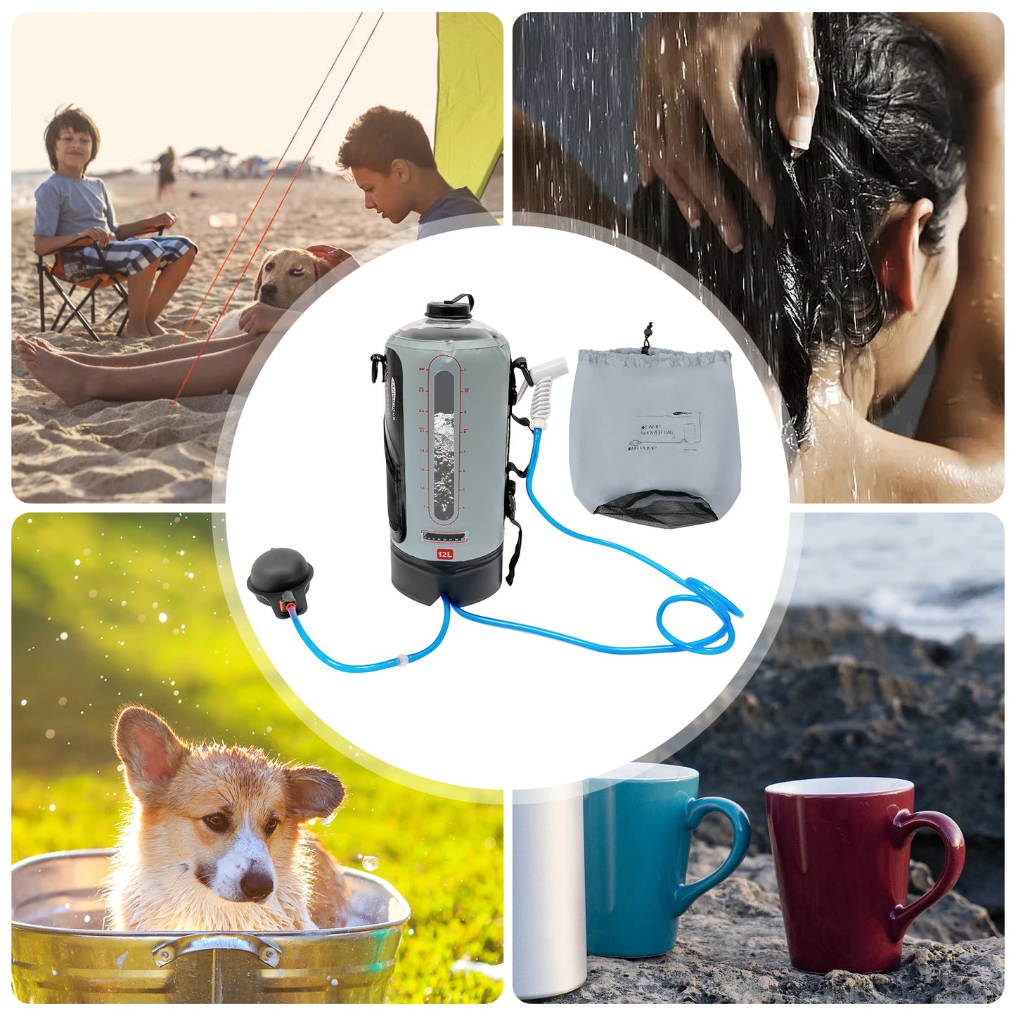 Bymaocar Portable Camping Shower Bag Folding Solar Water Bag Outdoors