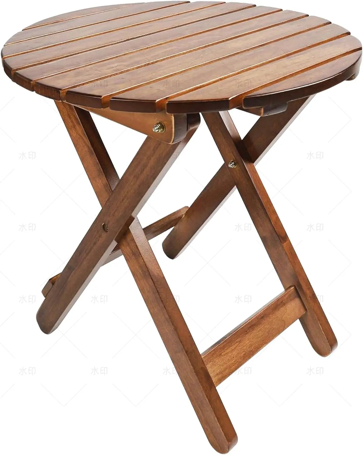 XIUWO Outdoor Round Wood Patio Side Table Folding End Table