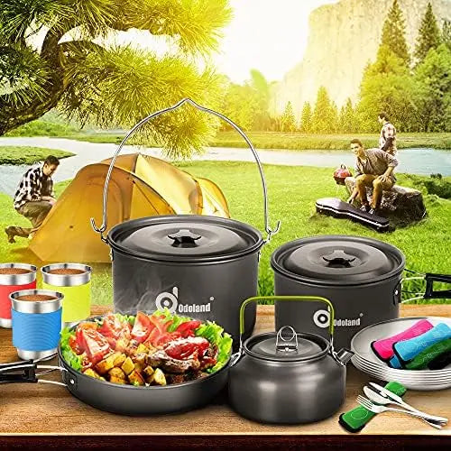 Odoland Nonstick Camping Cookware Set For Outdoor Adventure