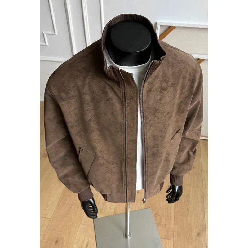 Mens Tie Dye Leather Jacket Casual Zip Up Outerwear