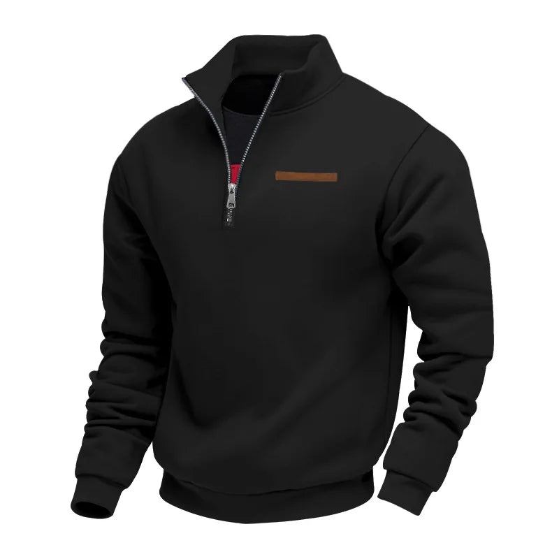 American Heavy Fleece Half Zip Mens Sweater Stand Up Collar