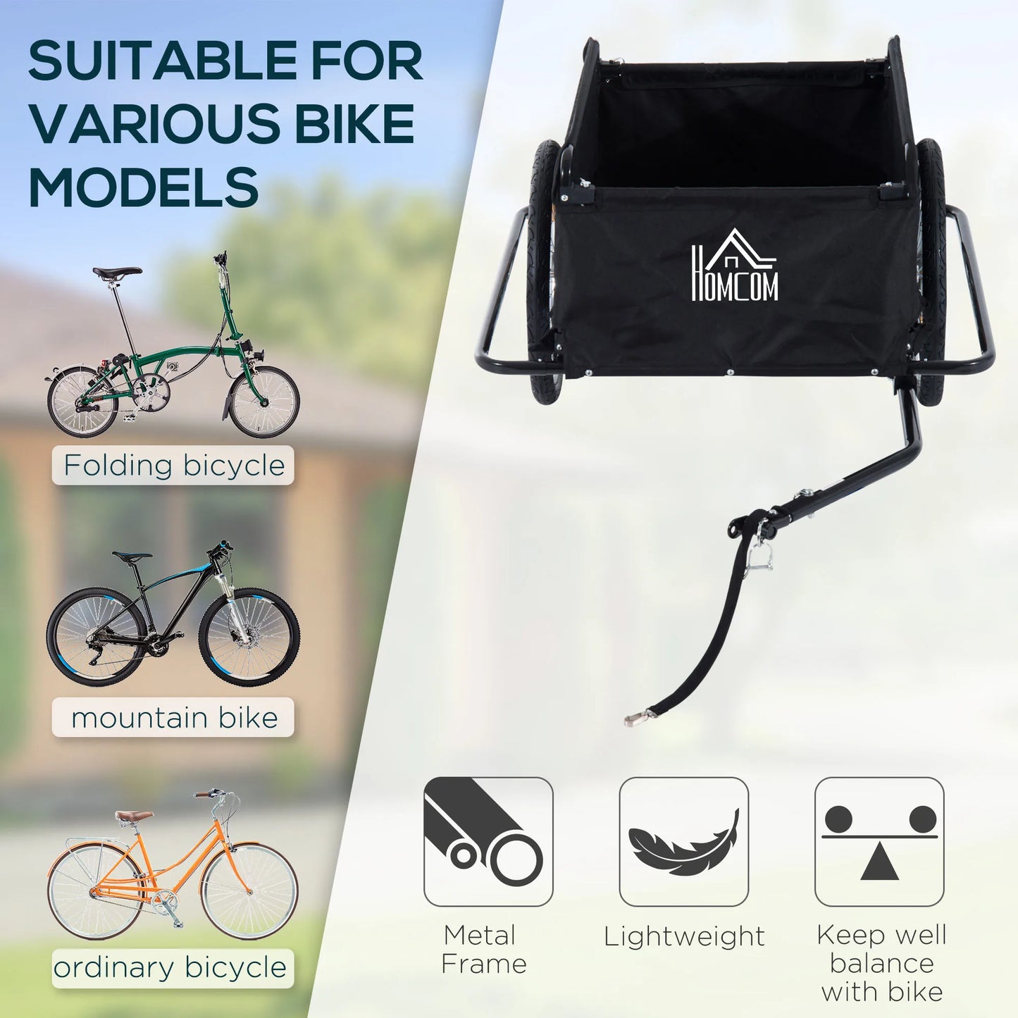 Outsunny Elite Two-Wheel Bicycle Cargo Wagon Trailer