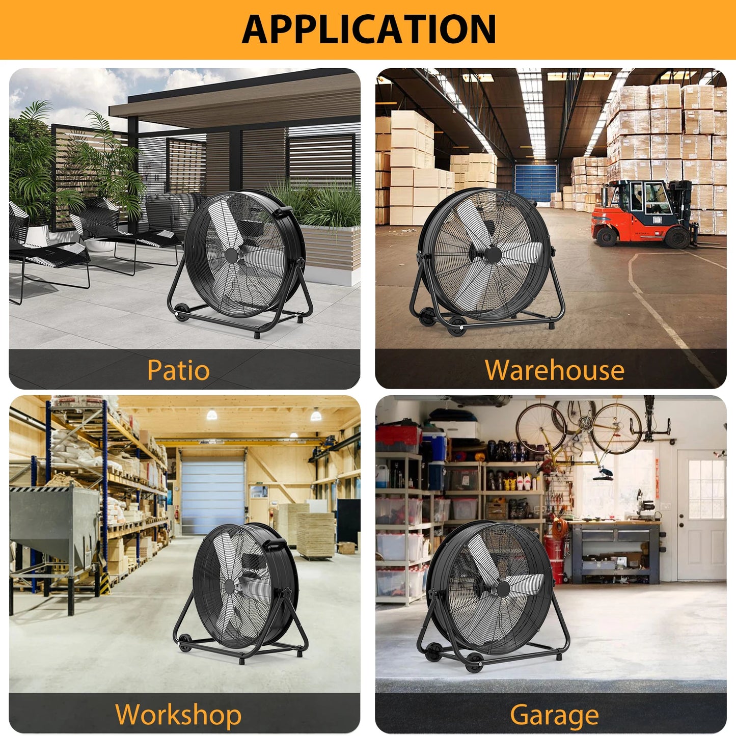 Acekool Industrial Drum Fan High Velocity Floor Fan Three Speed