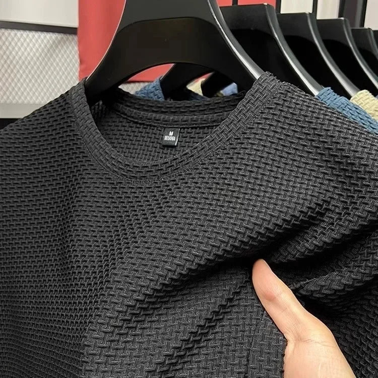 Men's Short Sleeve Mesh Bamboo Ice Silk Casual T Shirt