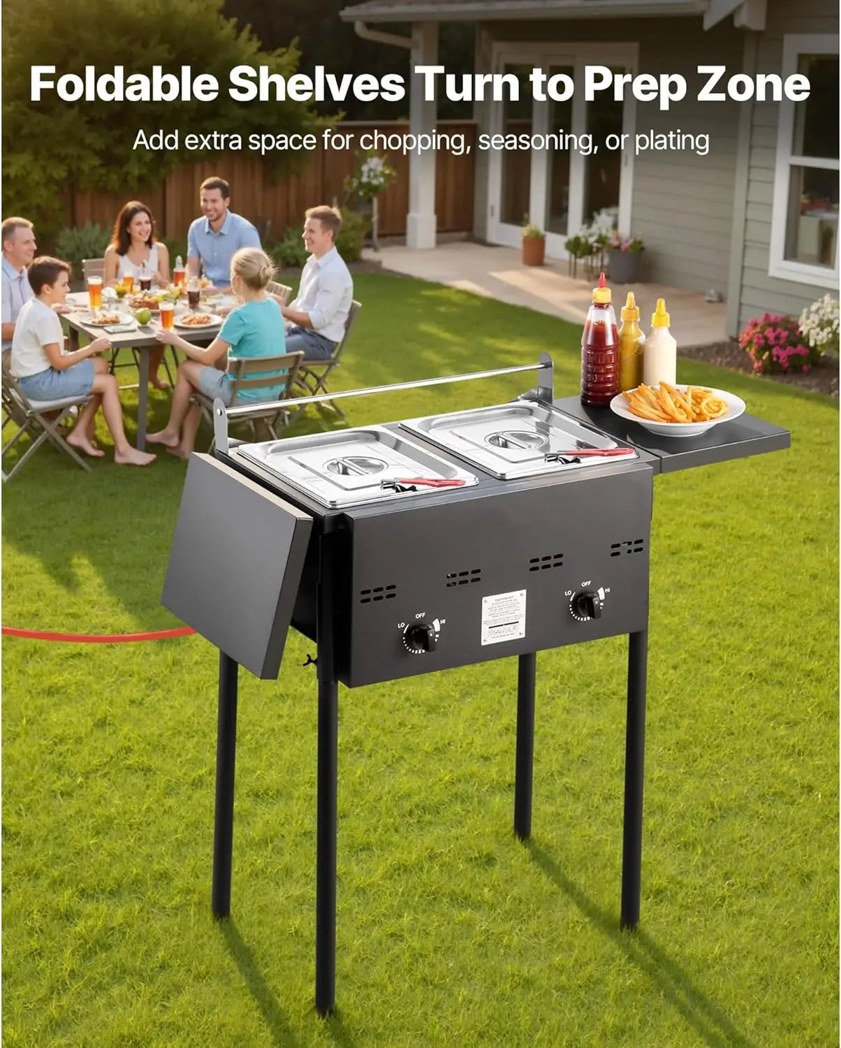 Outdoor Propane Deep Fryer With Double Burners Stainless Steel