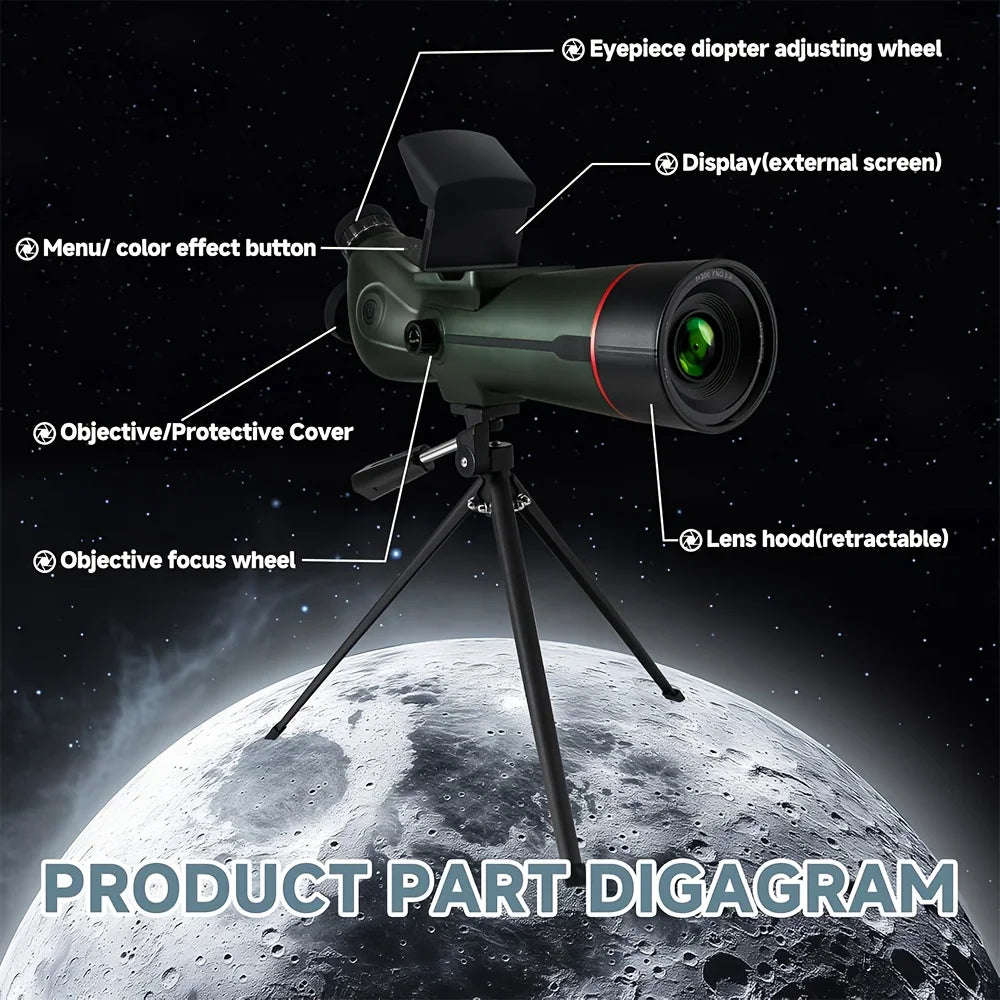 Hrvzdvw Digital Spotting Scope With Screen 4K Auto Focus