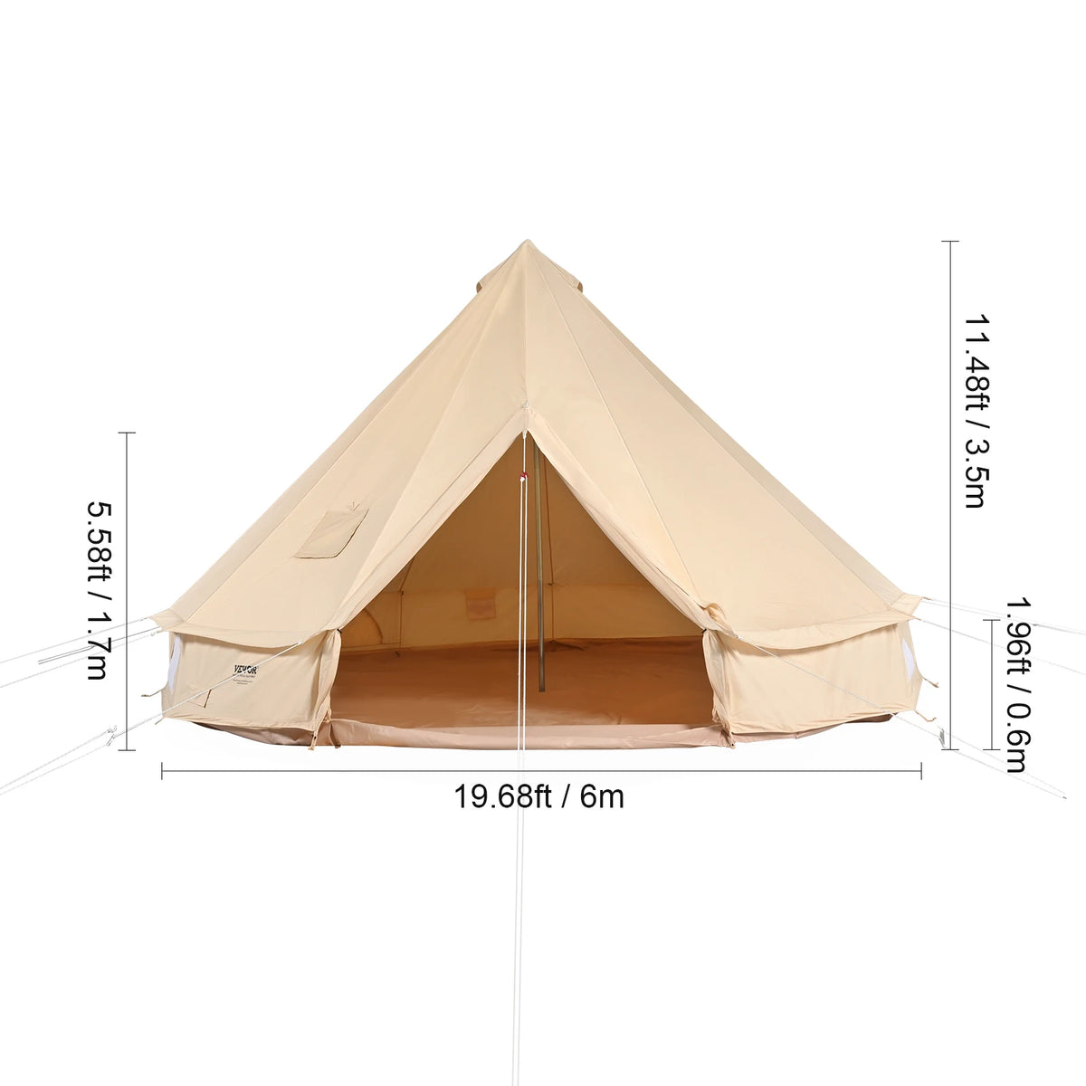 SucceBuy Four Season Canvas Bell Tent With Stove Ventilation