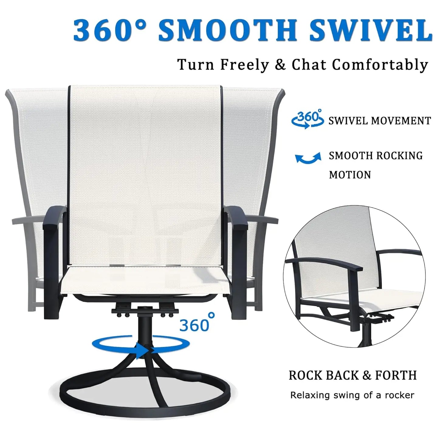 Patio Swivel Chairs Set Of 4 With Breathable Mesh Seats